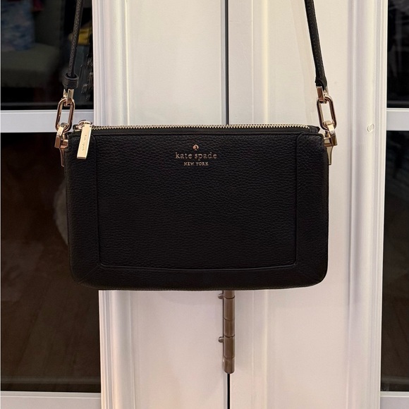 kate spade black pebble leather crossbody with gold hardware - Picture 3 of 13